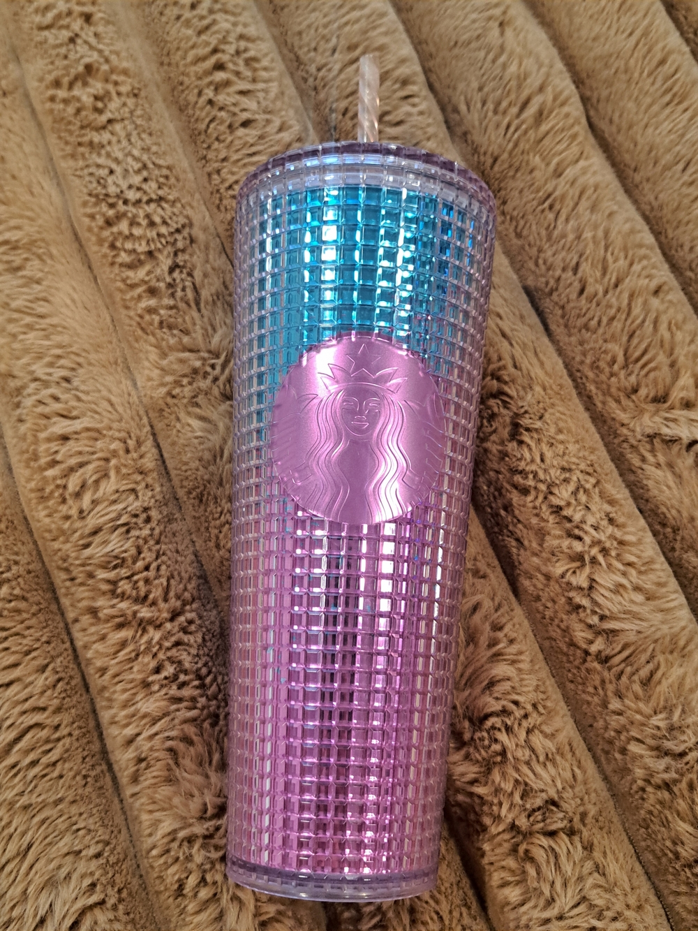 Starbucks 2021 Summer Pink & Teal Grid Stud 24oz VENTI Tumbler Cold Cup NEW